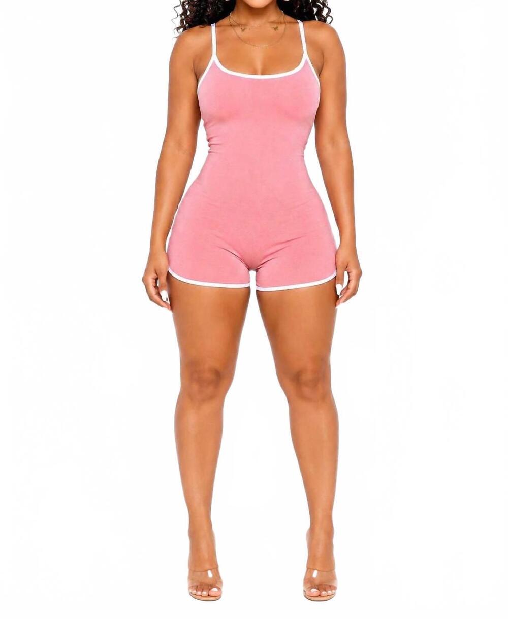 NEW JNK easy does it spaghetti strap dolphin trim short romper in blush